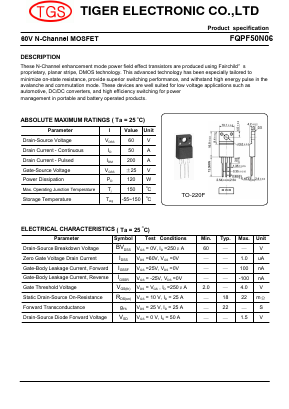 FQPF50N06 Datasheet PDF Tiger Electronic