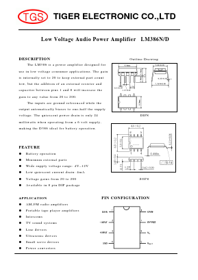LM386N/D Datasheet PDF Tiger Electronic