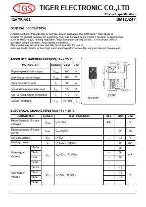 SM12JZ47 Datasheet PDF Tiger Electronic