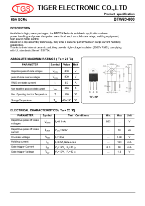 BTW69-800 Datasheet PDF Tiger Electronic