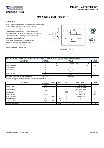 DTC114YUA-M0RSG Datasheet PDF Tiger Electronic