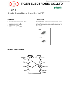 LF351 Datasheet PDF Tiger Electronic