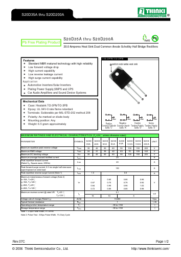 S20D35A Datasheet PDF Thinki Semiconductor Co., Ltd.