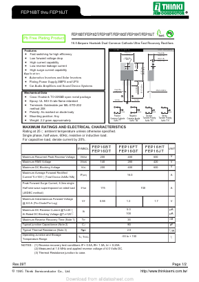 FEP16BT Datasheet PDF Thinki Semiconductor Co., Ltd.