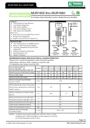 MUR1660 Datasheet PDF Thinki Semiconductor Co., Ltd.