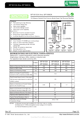 SF168CA Datasheet PDF Thinki Semiconductor Co., Ltd.