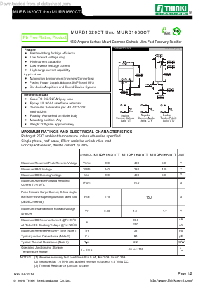 MURB1640CT Datasheet PDF Thinki Semiconductor Co., Ltd.