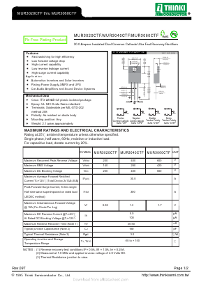 MUR3060CTF Datasheet PDF Thinki Semiconductor Co., Ltd.