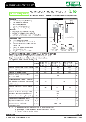 MUR1620CTD Datasheet PDF Thinki Semiconductor Co., Ltd.