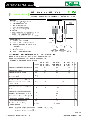 MUR1640CA Datasheet PDF Thinki Semiconductor Co., Ltd.