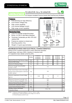 S10A4CIA Datasheet PDF Thinki Semiconductor Co., Ltd.