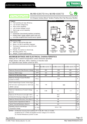 MURB1660CTD Datasheet PDF Thinki Semiconductor Co., Ltd.