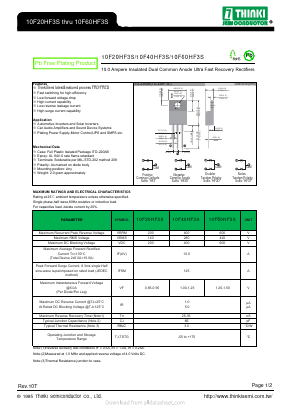 10F60HF3S Datasheet PDF Thinki Semiconductor Co., Ltd.