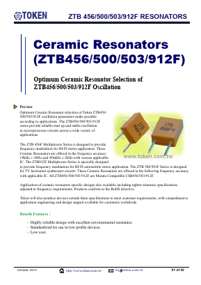 ZTB456F16 Datasheet PDF Token Electronics Industry Co., Ltd.
