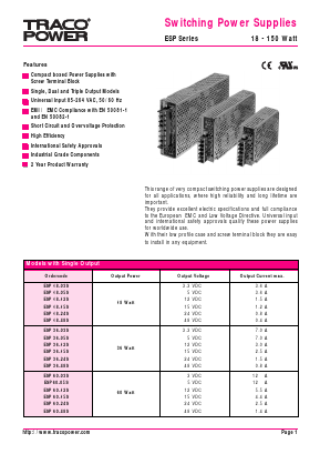 ESP80-0533T Datasheet PDF TRACO Electronic AG