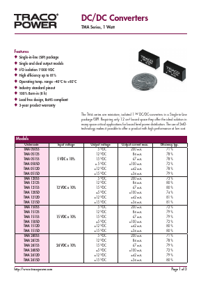 TMA1212D Datasheet PDF TRACO Electronic AG