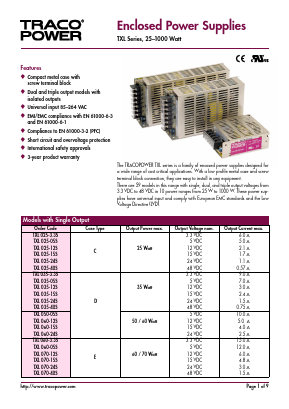 TXL750-48S Datasheet PDF TRACO Electronic AG