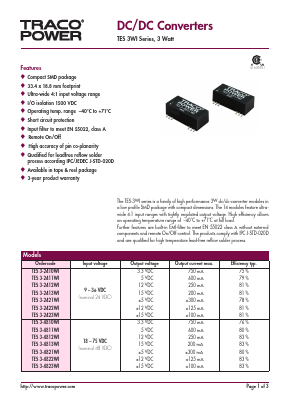 TES3-2410WI Datasheet PDF TRACO Electronic AG