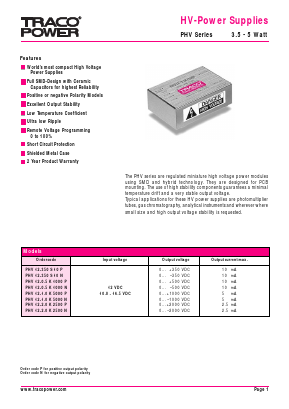 PHV12-350S10P Datasheet PDF TRACO Electronic AG