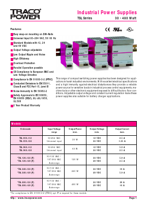 TSL030-124 Datasheet PDF TRACO Electronic AG