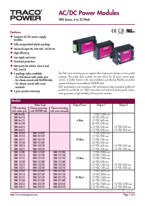 TMS-DM10 Datasheet PDF TRACO Electronic AG