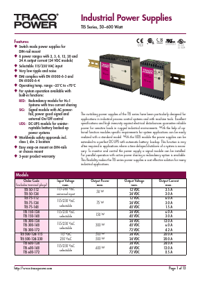 TIS150 Datasheet PDF TRACO Electronic AG