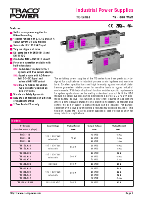 TIS300 Datasheet PDF TRACO Electronic AG