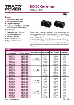 TMR3-0512 Datasheet PDF TRACO Electronic AG