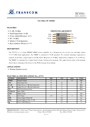 TC3531 Datasheet PDF Transcom, Inc.