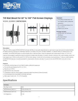 DWT60100XX Datasheet PDF Tripp Lite. All Rights Reserved