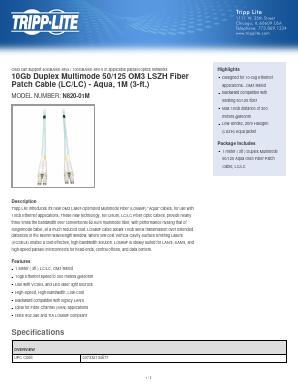 N820-01M Datasheet PDF Tripp Lite. All Rights Reserved