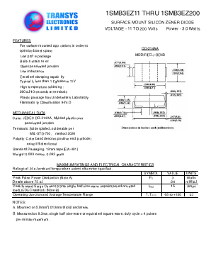 1SMB3EZ180 Datasheet PDF Transys Electronics Limited