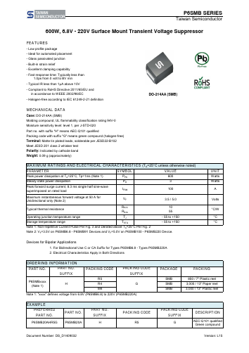 P6SMB33ACA Datasheet PDF TSC Corporation