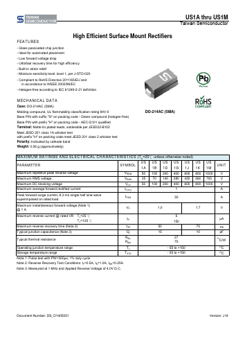 US1AE3 Datasheet PDF TSC Corporation