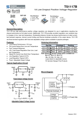 TS1117BCW12RPG Datasheet PDF TSC Corporation