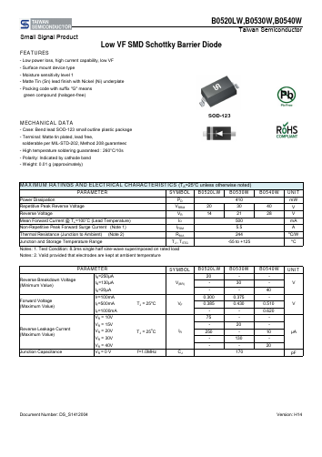 B0540WRFG Datasheet PDF TSC Corporation