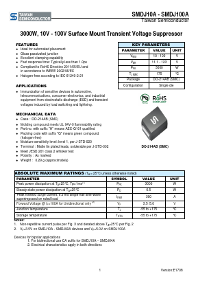 SMDJ54CAHR7G Datasheet PDF TSC Corporation