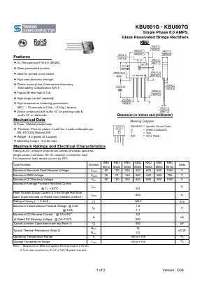 KBU807G Datasheet PDF TSC Corporation