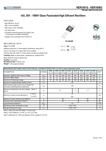 HER1601GHC0G Datasheet PDF TSC Corporation