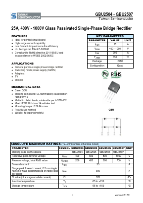 GBU2504 Datasheet PDF TSC Corporation