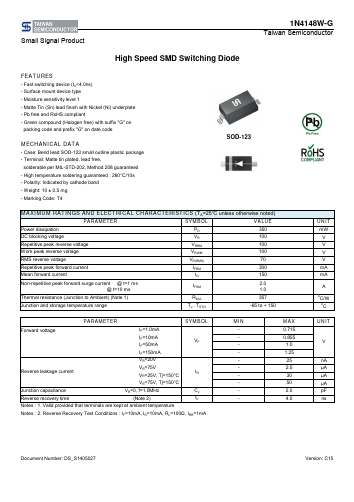 1N4148W-G Datasheet PDF TSC Corporation