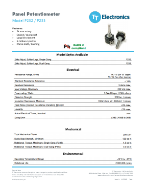 P232-DEC20BR100K Datasheet PDF TT Electronics.