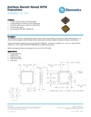 2N6989U Datasheet PDF TT Electronics.