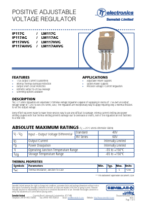 LM117AHVG Datasheet PDF TT Electronics.