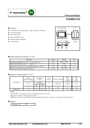 P6SMBJ120C Datasheet PDF TY Semiconductor