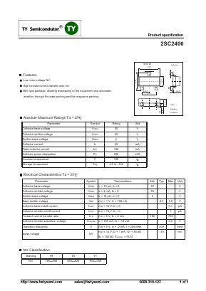 2SC2406 Datasheet PDF TY Semiconductor