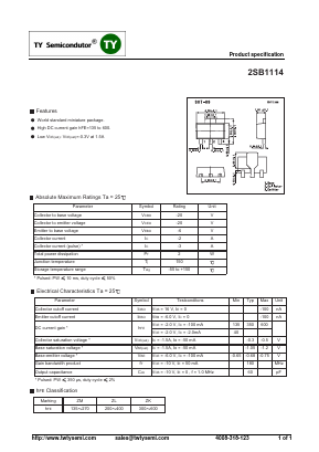 B1114 Datasheet PDF TY Semiconductor