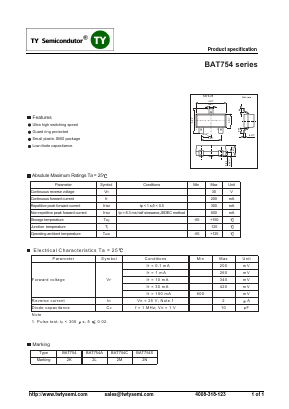BAT754C Datasheet PDF TY Semiconductor
