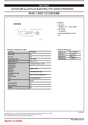 RHD-160V101MK5 Datasheet PDF TAIYO YUDEN