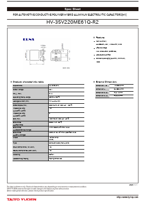 HV-35V220ME61Q-R2 Datasheet PDF TAIYO YUDEN